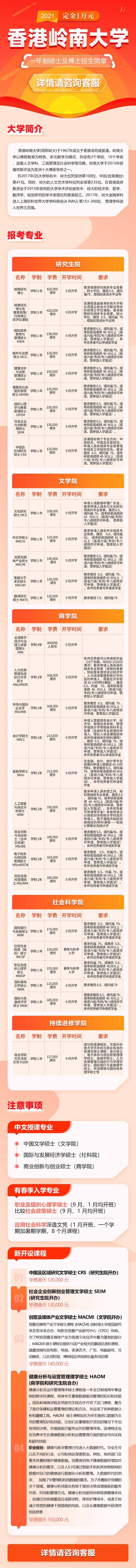 香港岭南大学一年制硕士